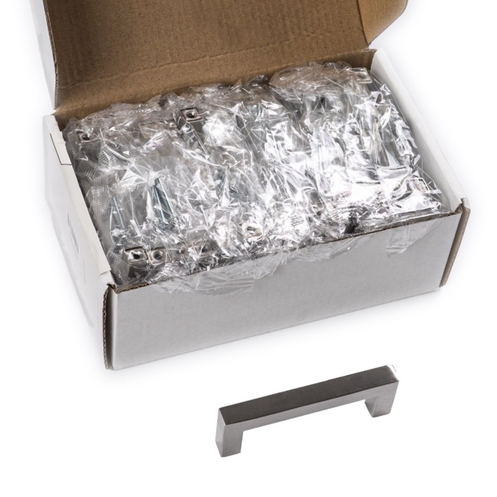 NEW IN BOX 30 3.4 Square Cabinet pull 3” Center to Center Satin Nickel - Picture 4 of 16